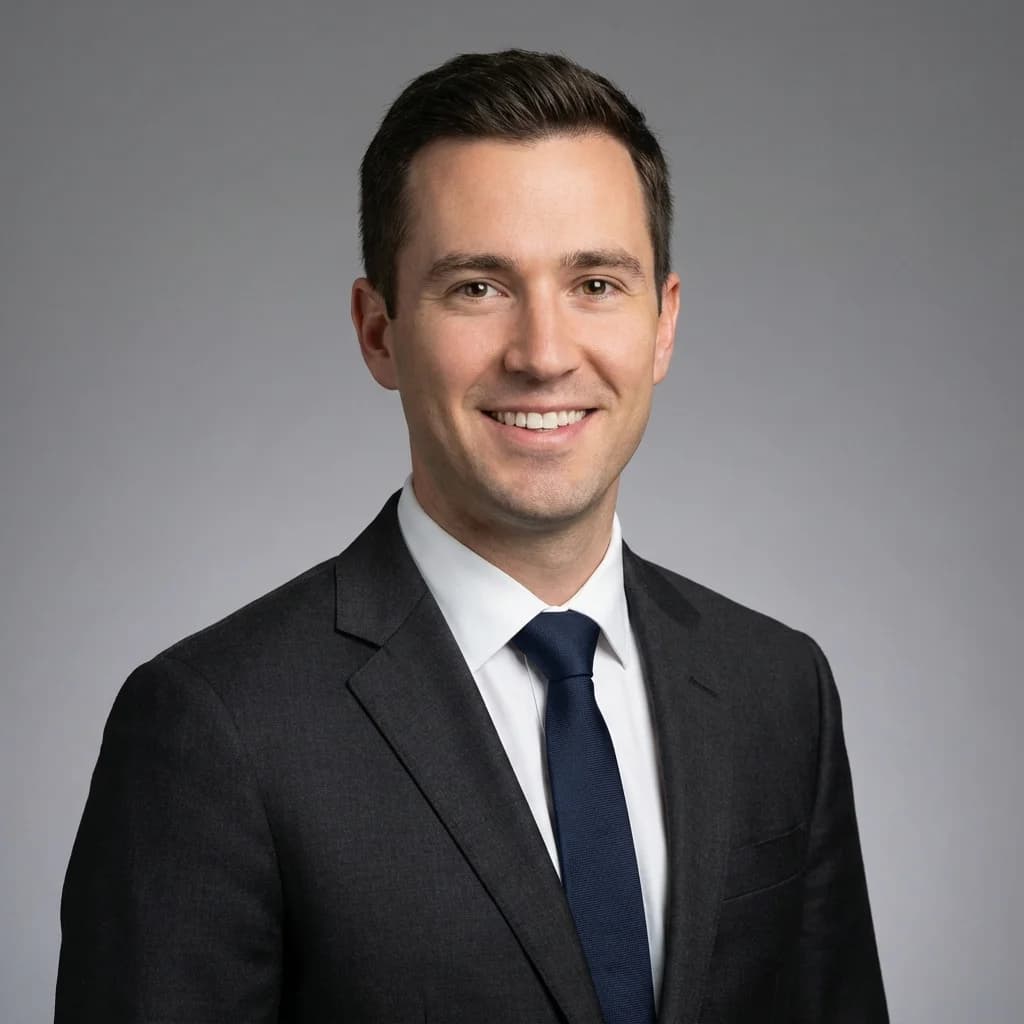 Great LinkedIn photo example showing professional lighting, confident expression, clean background, and high quality appearance