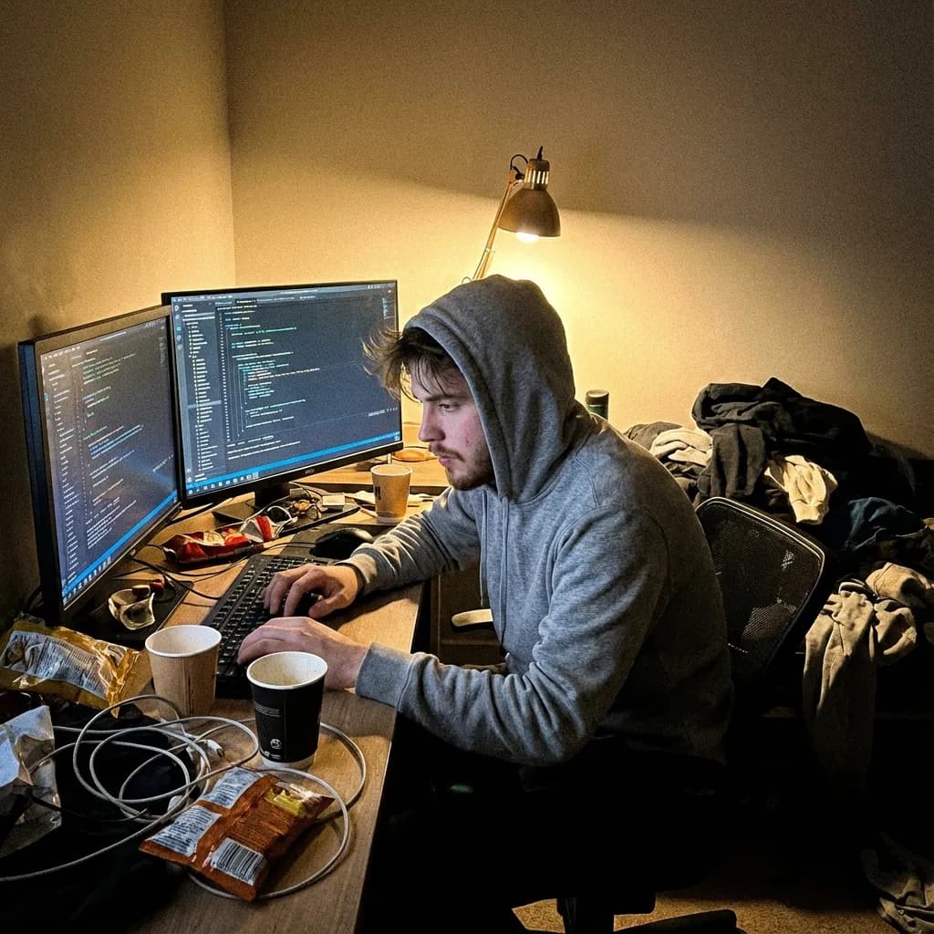 Before: Casual selfie in hoodie, poor lighting, messy background inappropriate for professional software engineer role