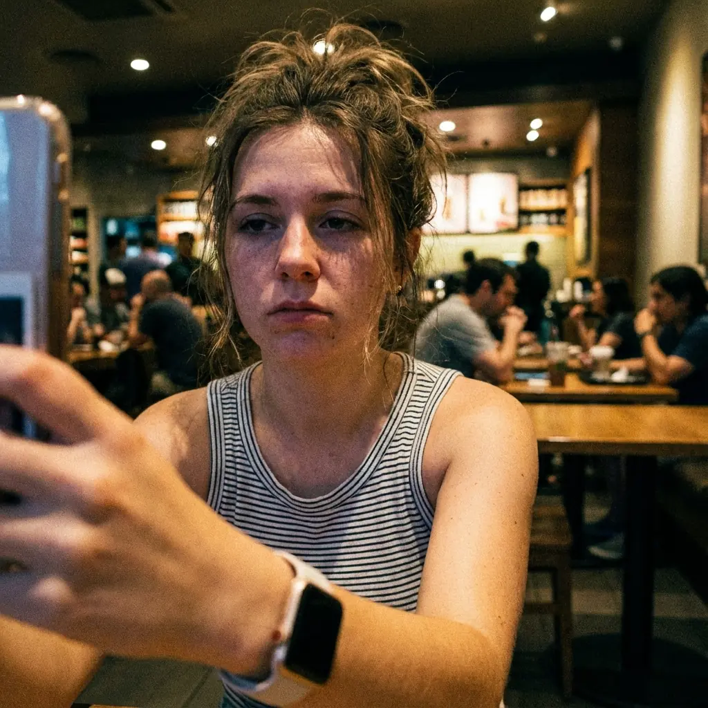 Before: Informal photo with casual attire, poor lighting, and unprofessional appearance for product management role