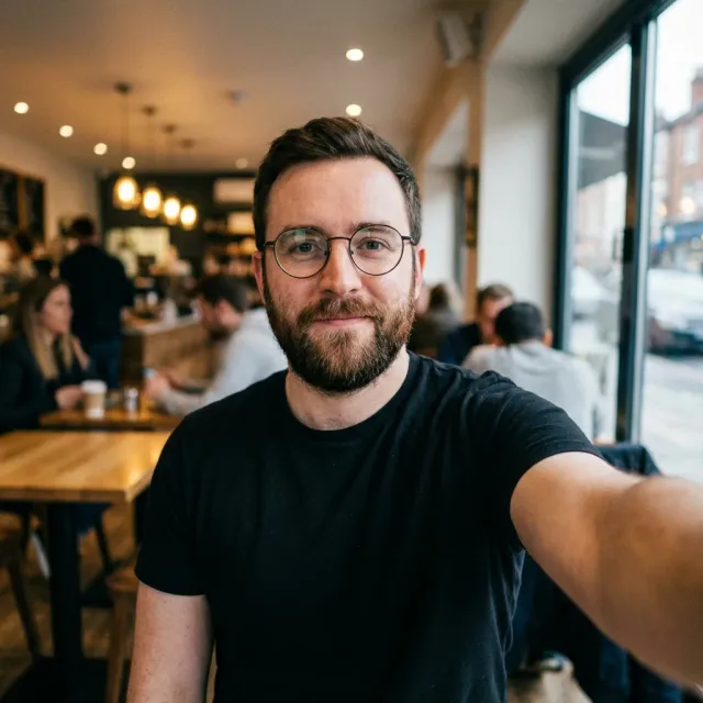 Creative Director casual portrait before AI optimization