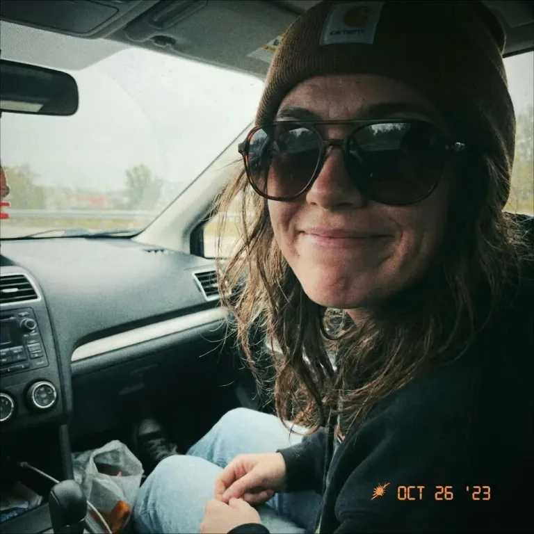 Before: Sarah with awkward selfie, poor quality, and unappealing photo unsuitable for Bumble dating app